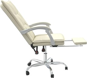 vidaXL Καρέκλα Γραφείου Ανακλινόμενη Κρεμ Συνθετικό δέρμα