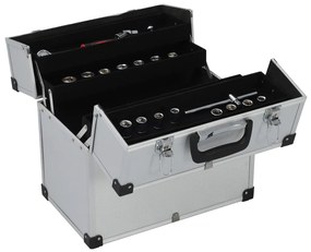 vidaXL Εργαλειοθήκη Ασημί 38 x 22,5 x 34 εκ. Αλουμινίου