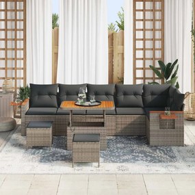vidaXL Σετ Καναπέ Κήπου 9 pcs Γκρι συνθετικό ρατάν