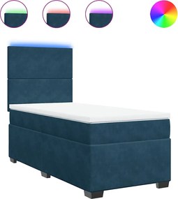vidaXL Κρεβάτι Boxspring με Στρώμα Μπλε 80 x 200 εκ. Βελούδινο