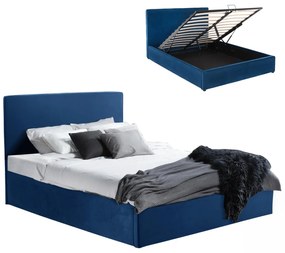 BED ALLIE  160X200 WITH STORAGE SPACE-BLUE VELVET