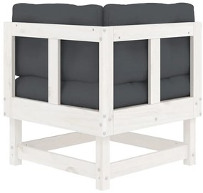 vidaXL Καναπέδες Γωνιακοί με Μαξιλάρια 2 τεμ. Λευκοί Μασίφ Ξύλο Πεύκου