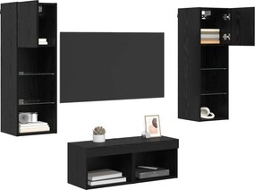 vidaXL Βάσεις τηλεόρασης Επιτοίχιο 4 pcs Μαύρη Οξυά Επεξεργασμένο ξύλο