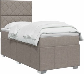 vidaXL Κρεβάτι box spring με στρώμα Taupe 100 x 200 cm Ύφασμα