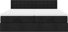 vidaXL Οθωμανικό κρεβάτι με στρώματα Μαύρο 180x200cm Ύφασμα
