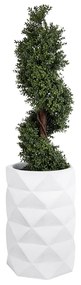 GloboStar® Artificial Garden VARENNA 20743 Επιδαπέδιο Πολυεστερικό Τσιμεντένιο Κασπώ Γλάστρα - Flower Pot Λευκό Φ40 x Υ60cm