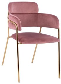 ARMCHAIR KELSO  VELVET DUSTY PINK &amp; GOLD PLATED LEGS 52,5x52x80Υ cm.