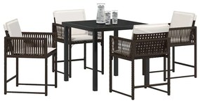 vidaXL Σέτ φαγητού για κήπο 5 pcs Καφέ συνθετικό ρατάν