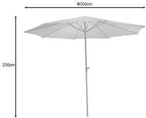 Ομπρέλα επαγγελματική Frow λευκό αλουμίνιο-μπεζ ύφασμα Φ3m 300x300x300 εκ.