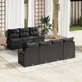 vidaXL Σετ Καναπέ Κήπου 8 pcs Μαύρο 55 x 55 x 37 εκ συνθετικό ρατάν
