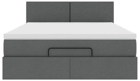 vidaXL Οθωμανικό κρεβάτι με στρώμα Σκούρο γκρι 140x200cm ύφασμα