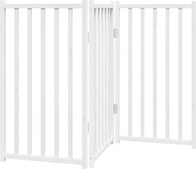 vidaXL Διαχωριστικό Σκύλων Πτυσσόμενο 3 Πάνελ Λευκό 150 εκ Μασίφ Ελάτη