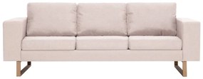 vidaXL Καναπές Τριθέσιος Κρεμ Υφασμάτινος