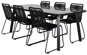 Σετ Τραπέζι και καρέκλες Dallas 2477, Επεξεργασμένο γυαλί, Μέταλλο, Σχοινί | Epipla1.gr