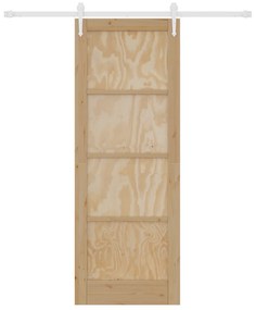 vidaXL Συρόμενη Πόρτα  με Σετ Εξαρτημάτων 78x211 cm Συμπαγές Ξύλο Πεύκου