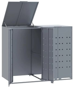 vidaXL Πλαίσιο Κάδων Απορριμμάτων 2 Κάδοι Γκρι 138x79x117 εκ. Ατσάλι