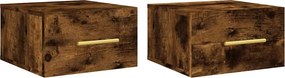 vidaXL Κομοδίνα Επιτοίχια 2 τεμ. Καπνιστή Δρυς 35x35x20 εκ.