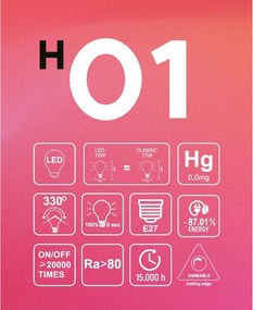 LED Filament Λαμπτήρας H01 Ellipse 170 Διαφανής 10W E27 Dimmable 2700K