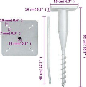 vidaXL Βάση Ομπρέλας Εδάφους 16 x 16 x 52 εκ. από Χάλυβα