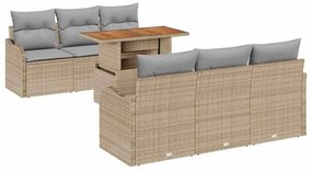 vidaXL Σετ Καναπέ Κήπου με αποθήκευση 7 pcs Μπεζ Πολυ ράταν