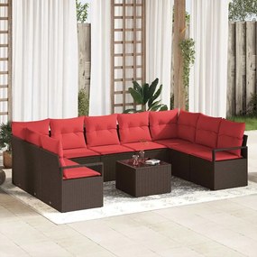 vidaXL Σετ Καναπέ με μαξιλάρι 10 pcs Καφέ συνθετικό ρατάν