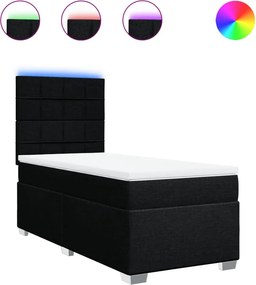 vidaXL Κρεβάτι Boxspring με Στρώμα Μαύρο 80 x 200 εκ. Υφασμάτινο