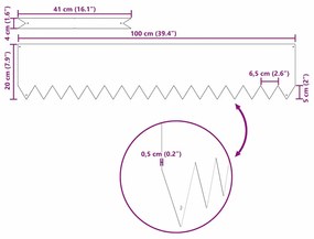 vidaXL Περίγραμμα γκαζόν 50 pcs Ασημί 100 x 0.05 x 20 εκ