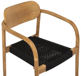 Πολυθρόνα OSLO Ξύλο Teak Φυσικό και Μαύρο Σχοινί 55x54x80Yεκ. 55x54x80 εκ.