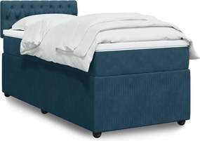 vidaXL Κρεβάτι Boxspring με Στρώμα Μπλε 80 x 200 εκ. Βελούδινο