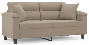 vidaXL Καναπές Διθέσιος Taupe 140 εκ. Ύφασμα Μικροϊνών με Μαξιλάρια