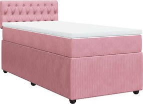 vidaXL Κρεβάτι Boxspring με Στρώμα Ροζ 100x200 εκ. Βελούδινο