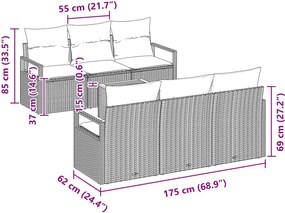 vidaXL Σετ Καναπέ Κήπου 7 τμχ. Γκρι συνθετικό ρατάν