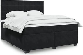vidaXL Κρεβάτι Boxspring με Στρώμα Μαύρο 180x200 εκ. Βελούδινο