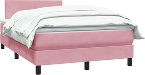 vidaXL Box Spring κρεβάτι με στρώμα ροζ 120x220 cm Βελούδινο