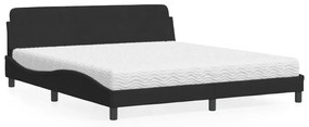 Κρεβάτι με Στρώμα Μαύρο 180x200 εκ. Βελούδινο
