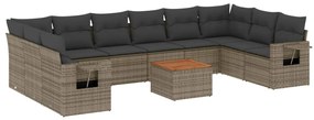 vidaXL Σαλόνι Κήπου 11 Τεμαχίων Γκρι από Συνθετικό Ρατάν με Μαξιλάρια