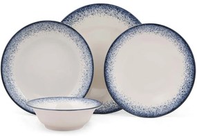 Σερβίτσιο Πιάτα Φαγητού (Σετ 24Τμχ) 710KTP2742 Dark Blue-White Hermia 24 τμχ Πορσελάνη