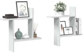 vidaXL Ραφιέρες Τοίχου 2 τεμ. Λευκές 50x12x50 εκ. από Επεξ. Ξύλο
