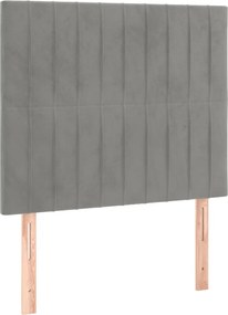 vidaXL Κρεβάτι Boxspring με Στρώμα &amp; LED Αν.Γκρι 90x190 εκ. Βελούδινο
