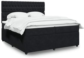 vidaXL Κρεβάτι Boxspring με Στρώμα Μαύρο 200x200 εκ. Βελούδινο