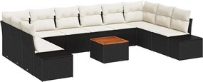 vidaXL Σετ Καναπέ Κήπου με αποθήκευση 11 pcs Μαύρο και λευκό