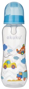 Πλαστικό Μπιμπερό 250ml Με Θηλή Σιλικόνης 0+Μ Akuku Blue Car