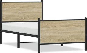 vidaXL Σκελετός Κρεβ. Χωρίς Στρώμα Sonoma Δρυς 75x190 εκ. Μεταλλικό