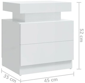 vidaXL Κομοδίνο Γυαλ. Λευκό 45 x 35 x 52 εκ. από Επεξεργασμένο Ξύλο