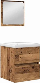 vidaXL Σετ Επίπλων Μπάνιου με συρτάρι 2 pcs Παλαιό Ξύλο και Λευκό