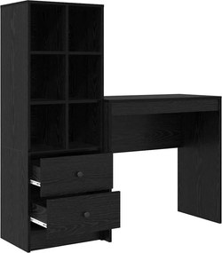 vidaXL Γραφείο με συρτάρι με ράφι με αποθήκευση 2 pcs Μαύρη Οξυά