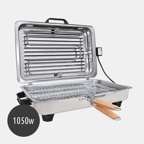 Roller 20106 Επιτραπέζια Ηλεκτρική Ψησταριά Σχάρας με Καπάκι &amp; Διπλή Σχάρα 32,5 x 24.5cm 1050W Inox