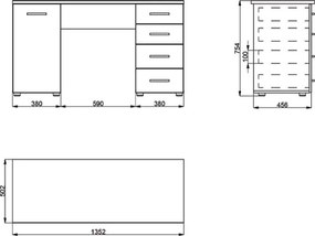 Γραφείο LIBER Λευκό 135x50x75,5 εκ. 135x50x75.5 εκ.