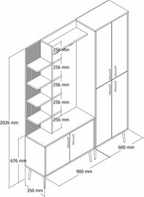 Έπιπλο Εισόδου Λευκό / Χρυσό VIYANA 150x35x202