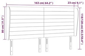 Κεφαλάρι με Πτερύγια Σκούρο Γκρι 163x23x118/128 εκ. Βελούδινο 3118151